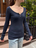 Dili Fashion Simple Style Long Sleeve Solid Color Back Shirt T-Shirt Women's Clothing 2025 Autumn And Winter