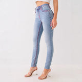 True Religion Skinny Jeans Women Y2k High Street Babes Low-Rise Pink Line Small-Footed Pants 68HZ