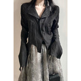 Autumn 2025 New Gothic Dark Style Top Design Small Retro Long-Sleeved Shirt Y2K Style 68HZ