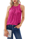 2026 Summer New Solid Color Hanging Neck Female Squine Micro-Bomb Sling Vest