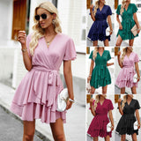 Dili Women's Dress 2026 Spring And Summer Tied With Solid Color A Skirt Skirt