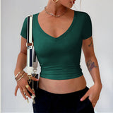 Dili Y2K Hot Girl Style Neck With Breasts Short Sleeve Top T-Shirt Women's Clothing 2025 Autumn And Winter