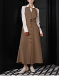 French Splicing Two Sets Of Temperament Waist Hanging Neck Dress Female Design Thin Suit Southeast Asia