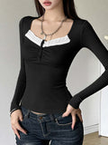 Dire Y2K Hottie Lace Long-Sleeved Shirt T-Shirt Women's Clothing 2025 Autumn And Winter