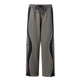 Vintage Spliced Sweatpants Women Y2K Design Sense Loose Broad Legs Long Pants 68HZ