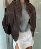 Autumn And Winter Women's Fashion Loose-Fitting Long-Sleeved Retro Jacket Zipper Jacket