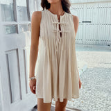 Dili 2025 Spring And Summer Leisure Holiday Wind Solid Color With Pressureless Sleeveless Short Skirt Women's Clothing