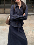 2026 Spring New Film Texture Smart Wearing Femininity Fashion Two Sets Loose Shirt Half Skirt