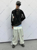 Grailz Project Three-Waisted Sweatpants Men And Women With The Same Baggy Splicing Embroidery Trousers 68HZ