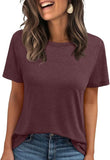 2025 Women's Round Neck New Casual Loose Solid Color Short-Sleeved T-Shirt