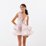 2025 Summer New Women's Fashion Print Showback Dress Sexy