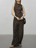 Half-High Collar Sleeveless Topless Rope Oak Waist Banana Pants Summer Female Romantic Literature And Art Dingal Aesthetic Suit