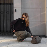 Women's Spring And Summer Loose Solid Color Oversize Round-Neck Long-Sleeved Casual T-Shirt Fashion Dress 68HZ