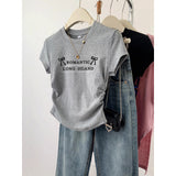 Pure Cotton Short-Sleeved Horizontal Streak T-Shirt Women's Summer 2025 New Loose Half-Sleeved Sympathize Casual Bottoming Shoulder Coat