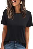 2025 Women's Round Neck New Casual Loose Solid Color Short-Sleeved T-Shirt