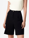 2025 Women's New Commuting Style Solid Color Simple Fashion Loose-Fitting Five-Point Suit Women's Pants