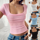 Dili 2025 Spring/Summer Y2K Blouse Casual Sexy Bareback T-Shirt With Bows Short-Sleeved T-Shirt Women's Clothing