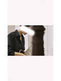 Spring And Summer New Black Gold Buckle Classic Shirt French Retro Fashion Long-Sleeved Top Female Senior Sense