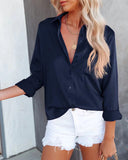 2025 Spring Burst Acetic Satin Solid Color Long-Sleeved Business Women Shirt