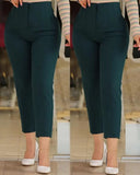 New Slim Slim Solid-Colored Folding Micro-Ply Straight Trousers Trousers Trousers Trousers