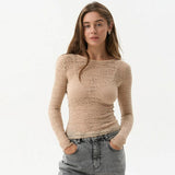2025 Autumn And Winter New Fashion Round Collar Sexy Perspective Bottoming Shirt Hot Girl Long Sleeve Repair Jacket