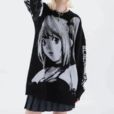 Two-Dimensional Anime Sweater Women In Harajuku Wind Round Knitted Knitted Jersey Hip Hop Dark Women's Clothing 68HZ