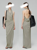 Summer Simulation Silk Elastic Ribbon Striped Hanging Neck Slings One-Packed Skirt Suit