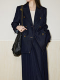 Suit Jacket Women's Double Buckle Twill Design Sense + Penetted Skirt Autumn Twill Retro Temperament Dress