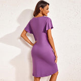 Spring And Summer Lady Home Dress Pyjamas Modale Short Sleeve V Neck Home Pajamas Dress
