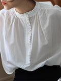 And Gentle And Gentle Romantic Commute Cotton Cotton Small Standing Autumn Minimalist Loose Long-Sleeved Shirt