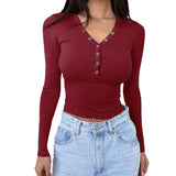 Dili 2025 Autumn And Winter Y2K Women's Temperament Solid Color Long-Sleeved Top