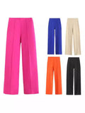 Explosion Commuting Style Solid Color Simple Hanging Design Straight Trousers Plain Trousers Trousers Women