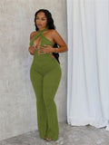 Autumn 2025 New Neck Repair T-Tie With Bare Back Sexy Babes Thorn Trousers Jumpsuit Woman