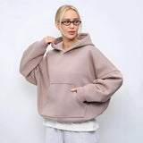 Women's Casual Casual Solid-Color Hoodie Collection Long-Sleeved Short Top Pocket Sweater 68HZ