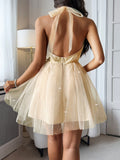 Dili Dress Hanging Neck Waist Princess Dress Dress Women's Dress 2025 Autumn And Winter