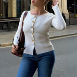 Dili Casual Simple Long-Sleeved Button Bottom Shirt Weaving Women's Clothing 2025 Autumn And Winter