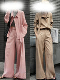 New Set Loose Design With Long-Sleeved Shirt Short Long-Legged Secret Broad Leg Trousers Set