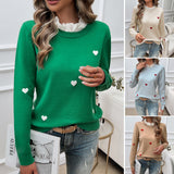 Dili 2025 Autumn And Winter Top Women's Temperament Casual Embroidery Love Long-Sleeved Sweater