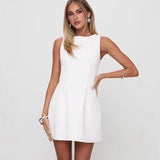 2025 New Temperament Sleeveless Artificial Wrap-Up Dressing Tight Fashion Sexy Solid Color Dress