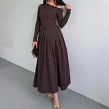 Dili Elegant High-Waist Long Sleeve Long Skirt Dress Women's Dress 2025 Autumn And Winter