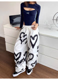 Spice Girls Casual Fashion Trousers Y2k Hip Hop Love Graffiti Tight Rope Wide Leg Pants Loose Mop 68HZ