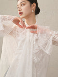 2026 Spring And Summer New Two Sets Of Yarn Lace Three-Dimensional Flower T-Shirt Wisdom Multi-Season Shirt