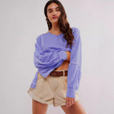 Wish Explosive Personality V-Neck Decorative Lines Design Feel Women's Loose Lazy Windwear