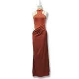 New Women's Round-Neck Sleeveless Body-Clic Splicing Long Dress Fashion Hollow Dress