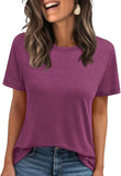 2025 Women's Round Neck New Casual Loose Solid Color Short-Sleeved T-Shirt