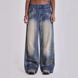 Trendy Retro Winged Jeans Women Y2K Street Hottie Low-Rise Loose Straight 68HZ