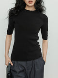 Grey Ultrafine Sheep Cape Pits Inside A Women's Collar Collar Knitted Coat Wearing Five-Point Sleeves