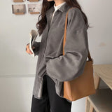 New Wicked Shirt Woman Y2k Long-Sleeved Folded Shirt Korean Long-Sleeved Bat Sleeves 68HZ