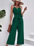 Temu Commuting Trousers With Belted Jumpsuit 2025 Summer New Sleeveless Broad-Legged Jumpsuit