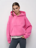 Women's Casual Casual Solid-Color Hoodie Collection Long-Sleeved Short Top Pocket Sweater 68HZ